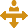 Person with directional arrows icon