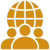 People beneath a globe symbol