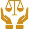 Justice scales held by hands